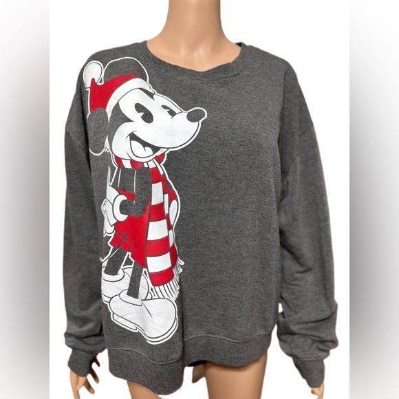 Disney Mickey Mouse Christmas Sweatshirt XXL Gray Pullover Soft  Cozy - Picture 1 of 7